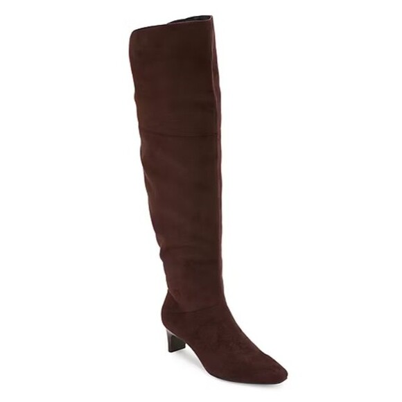 Worthington Women's Size 6.5 Stacked Heel Over Knee Boots 6.5M Brown Valto - Picture 1 of 14